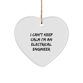Funny Electrical Engineer Gifts for Christmas - 'I Can't Keep Calm I'm An Electrical Engineer' Heart Ornament for Electrical Engineers, Electrical Engineer Gifts from Friends, Colleagues, Family - Image 1